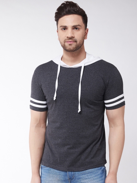 

GRITSTONES Men Navy Blue Solid Hood T-shirt
