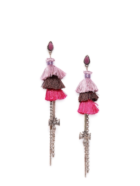 

CRZ Pink & Gold-Plated Contemporary Drop Earrings