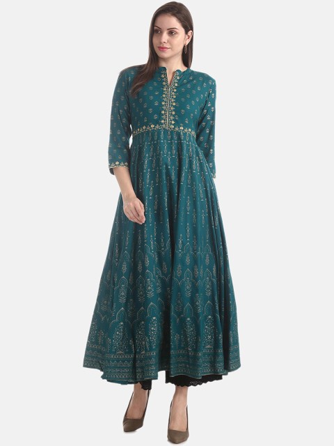 

Anahi Women Teal Green Ethnic Motifs Printed Kurta