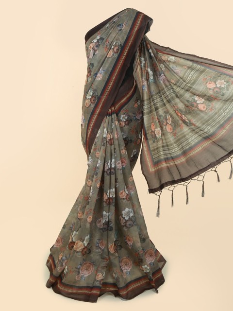 

Pothys Green Printed Cotton Blend Saree