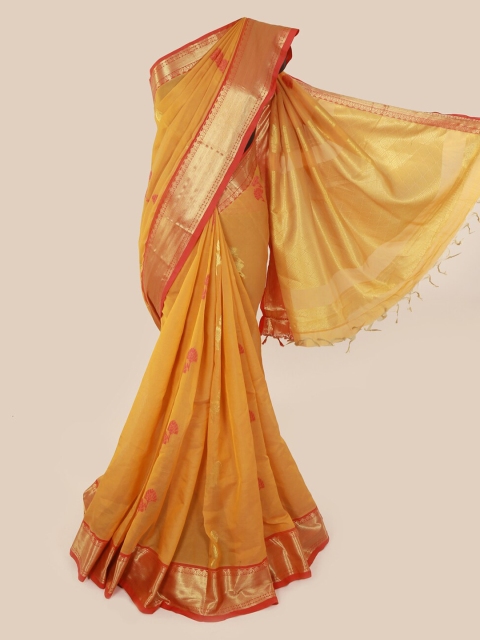 

Pothys Yellow Woven Design Cotton Blend Saree