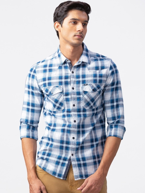 

SPYKAR Men Blue Slim Fit Checked Casual Shirt