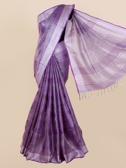 

Pothys Purple Woven Design Linen Blend Saree