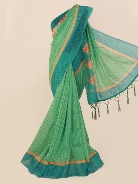 

Pothys Green Printed Cotton Blend Saree