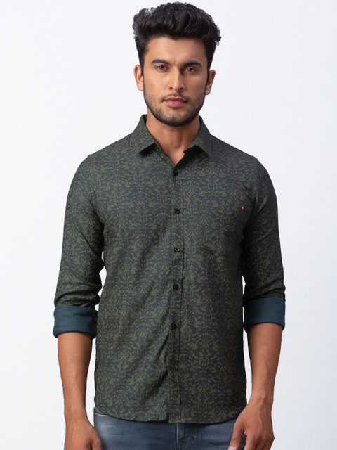 

SPYKAR Men Green Slim Fit Printed Casual Shirt