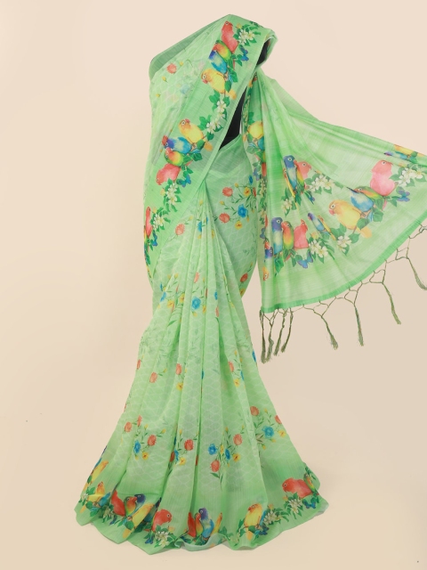 

Pothys Green Floral Printed Cotton Blend Saree