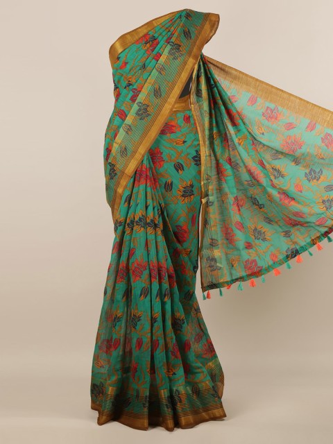 

Pothys Green & Brown Jute Silk Woven Design Saree
