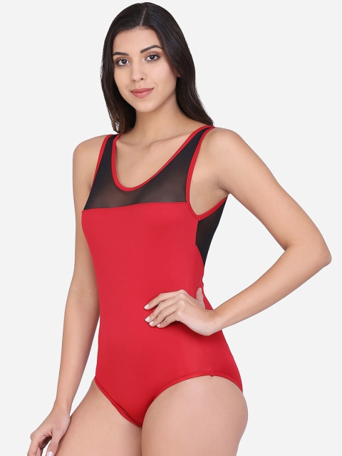 

Da Intimo Women Red & Black Colourblocked Padded Swimsuit