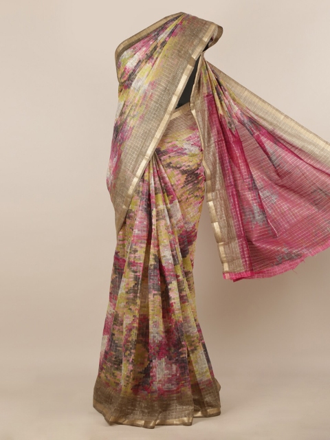 

Pothys Multicoloured Checked Jute Silk Saree, Multi
