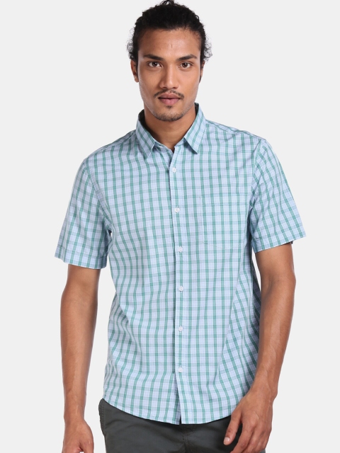 

Ruggers Men Sea Green Regular Fit Checked Casual Shirt