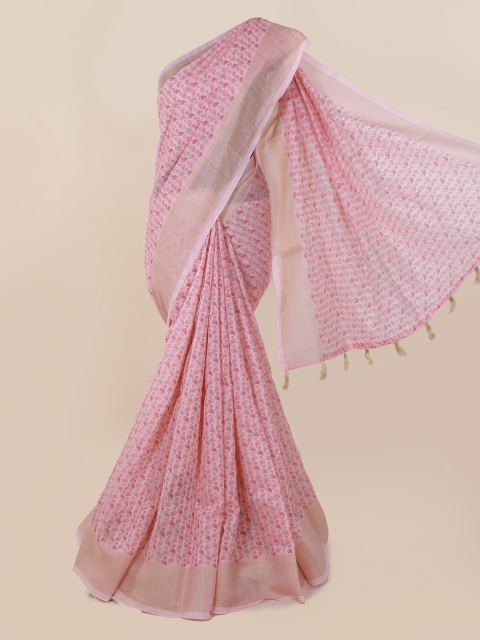 

Pothys Pink Printed Cotton Blend Saree