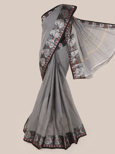 

Pothys Grey Solid Pure Cotton Saree
