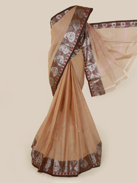 

Pothys Tan Solid Pure Cotton Saree