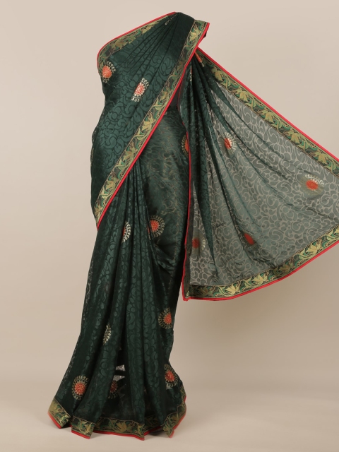 

Pothys Green Woven Design Poly Chiffon Saree