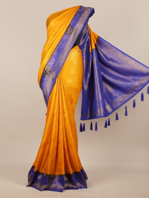 

Pothys Yellow & Purple Jute Silk Woven Design Saree