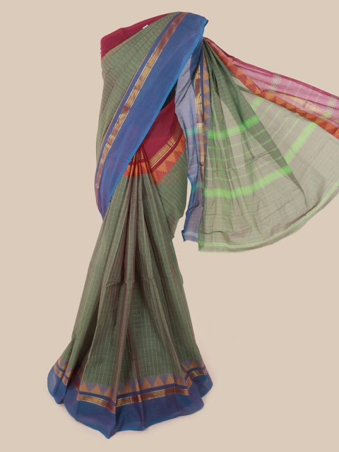 Pothys Green Checked Pure Cotton Saree