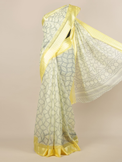 

Pothys Grey & Yellow Jute Silk Woven Design Saree