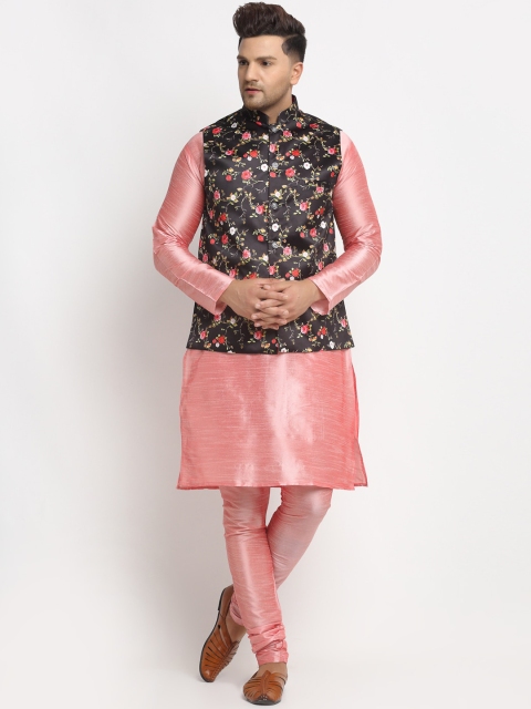 

Benstoke Men Pink Printed Kurta with Pyjamas