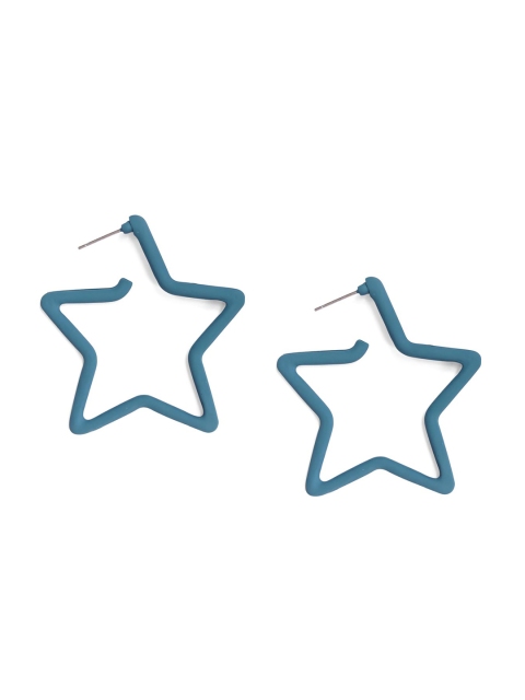 

Foxy Sperks Green Star Shaped Hoop Earrings