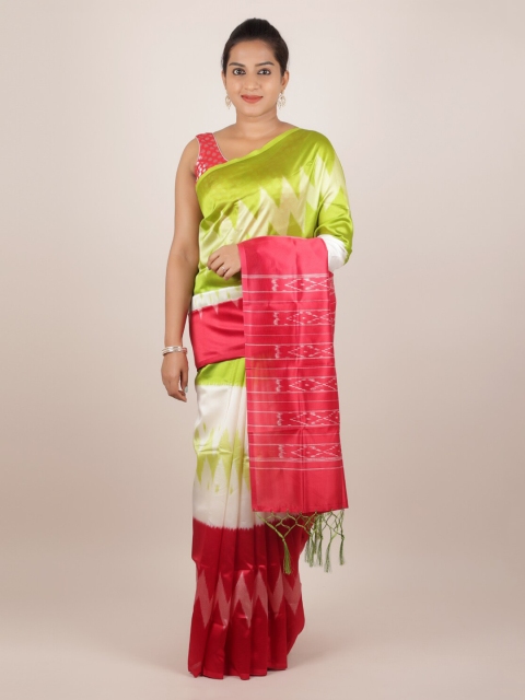 

Pothys Beige & Green Jute Silk Printed Saree