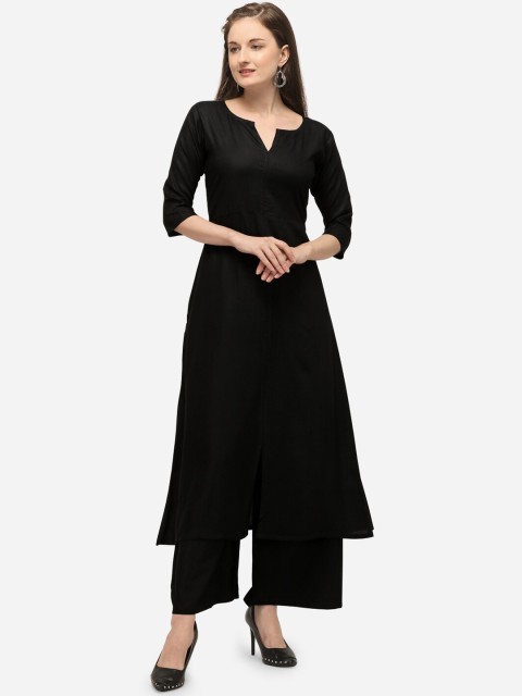 

SAADHVI Women Black Solid Kurta with Palazzos