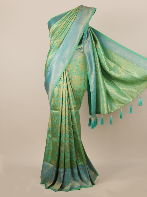 

Pothys Green & Turquoise Blue Jute Silk Woven Design Saree