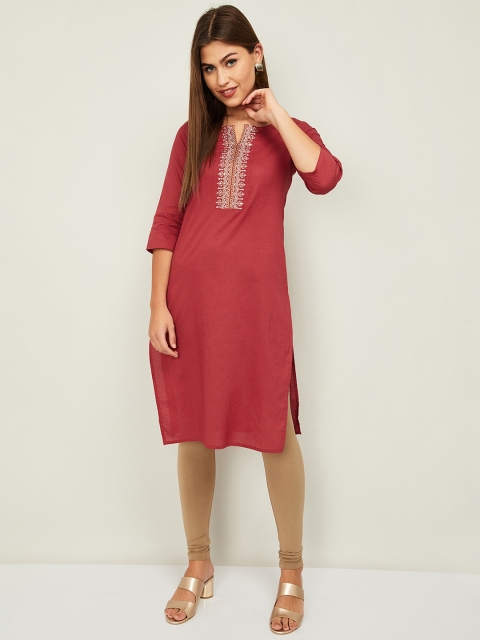 

Melange by Lifestyle Women Red Yoke Design Kurta