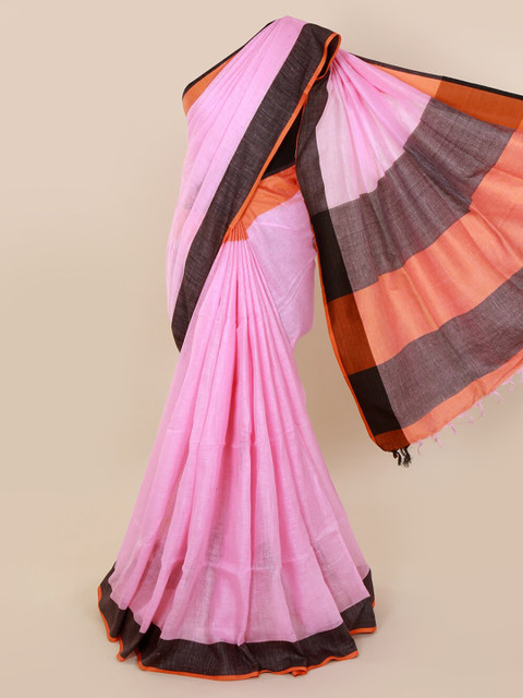 

Pothys Lavender Solid Linen Blend Saree