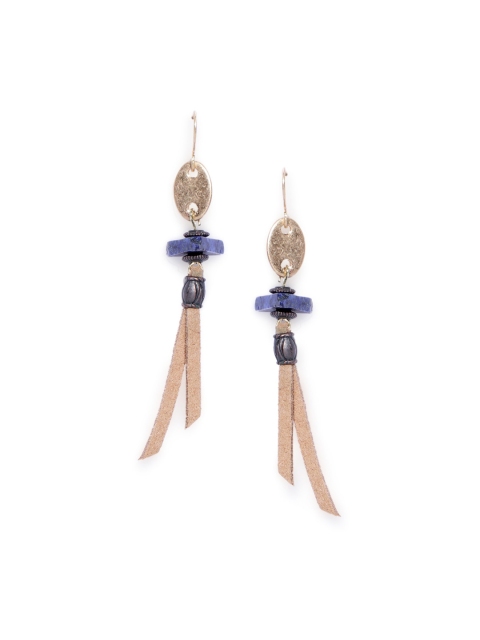 

CRZ Gold-Plated & Blue Contemporary Drop Earrings