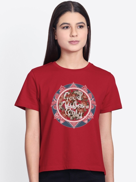 

Free Authority Women Red Printed Round Neck T-shirt
