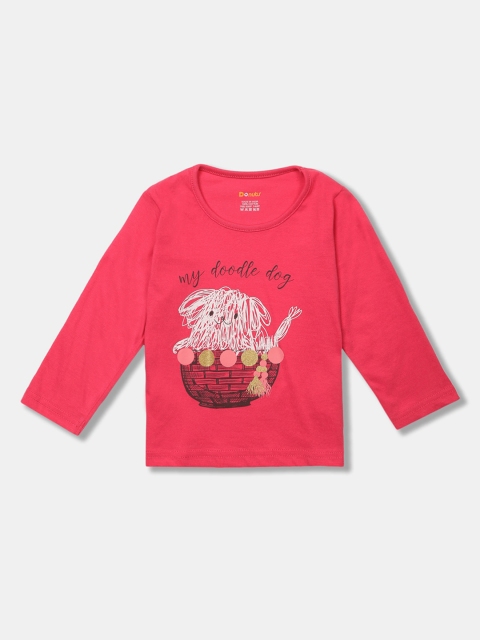 

Donuts Girls Pink Printed Round Neck T-shirt