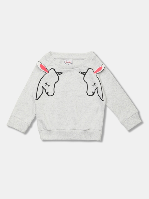 

Donuts Girls Grey Melange Solid Sweatshirt