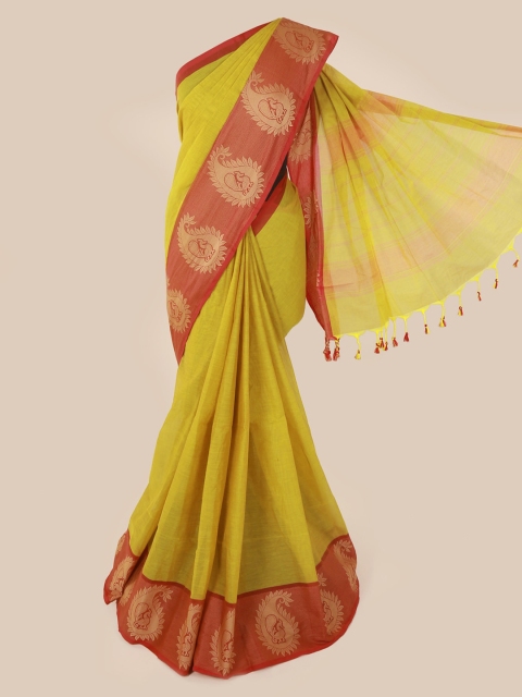 

Pothys Green Solid Pure Cotton Saree