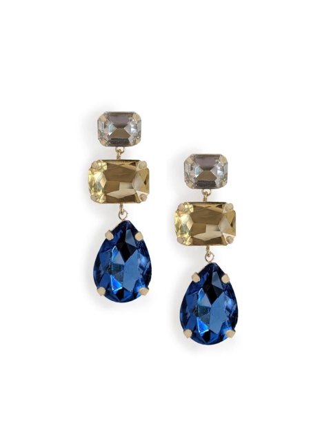 Foxy Sperks Blue & Gold-Toned Geometric Drop Earrings