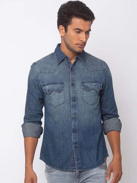 

SPYKAR Men Blue Slim Fit Solid Casual Shirt