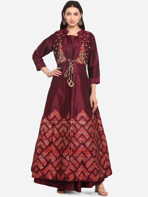 

BOMBAY SELECTIONS Women Burgundy Thread Work Kurta
