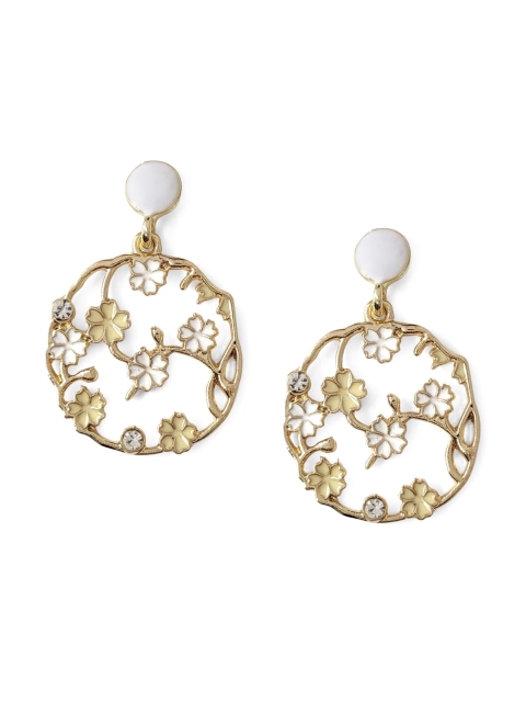 

Foxy Sperks Gold-Toned & Off-White Floral Drop Earrings