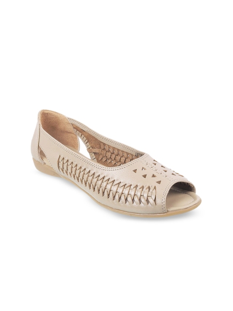 

Mochi Women Beige Solid Open Toe Flats
