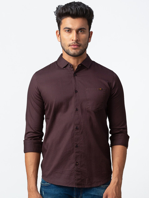 

SPYKAR Men Brown Slim Fit Solid Casual Shirt