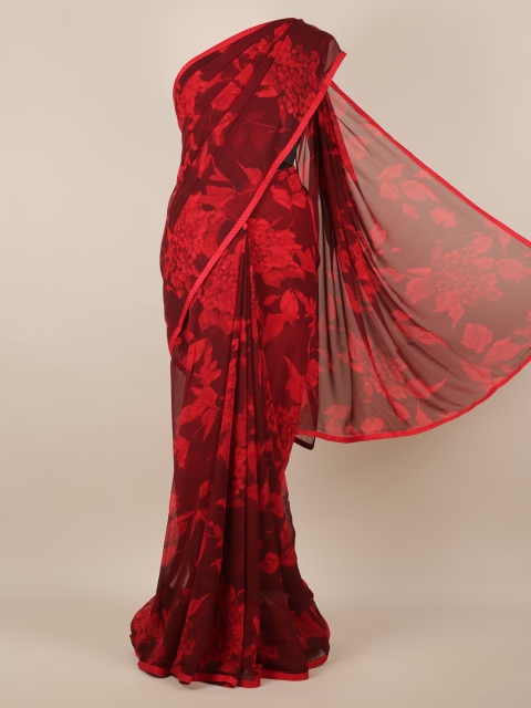 

Pothys Maroon Printed Poly Chiffon Saree