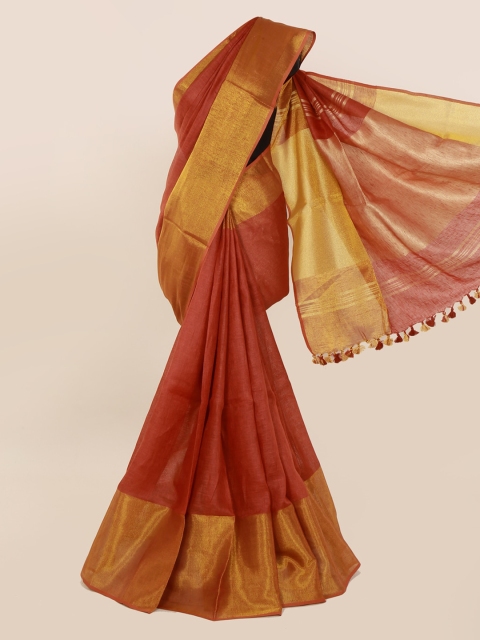 

Pothys Maroon Solid Linen Blend Saree