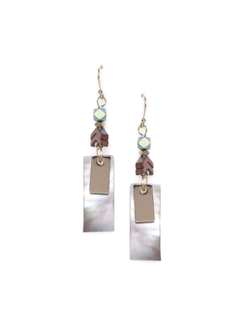 

CRZ Gold-Plated & Grey Geometric Drop Earrings
