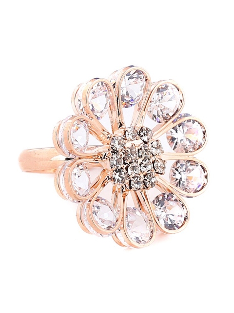 

Foxy Sperks Gold-Toned & White Stone-Studded Finger Ring