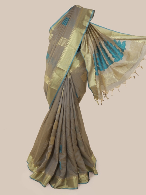 

Pothys Grey Woven Design Cotton Blend Sustainable Saree
