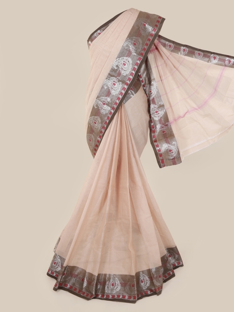 

Pothys Cream-Coloured Solid Pure Cotton Saree