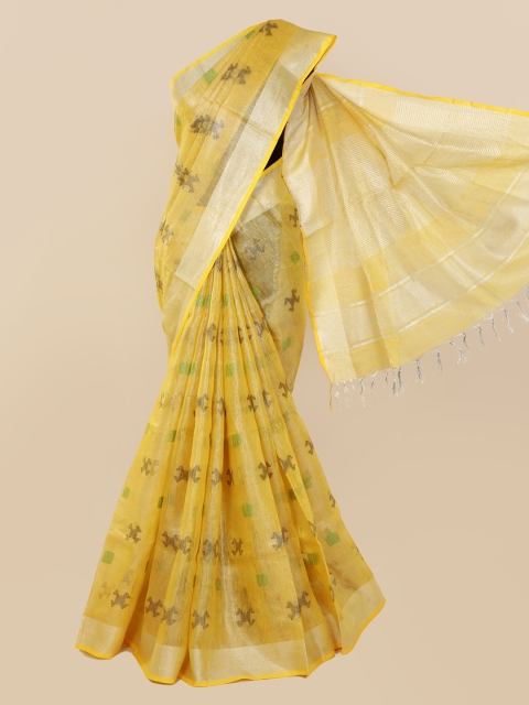 

Pothys Yellow Woven Design Linen Blend Saree