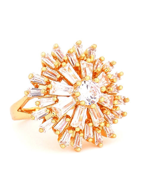 

Foxy Sperks Gold-Toned & White Stone-Studded Finger Ring
