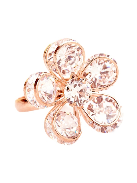 

Foxy Sperks Gold-Toned & White Stone-Studded Flower-Shaped Finger Ring