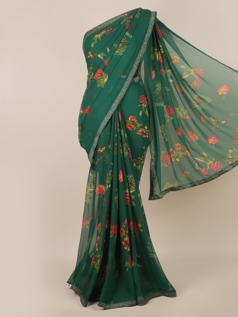 

Pothys Green Printed Poly Chiffon Saree