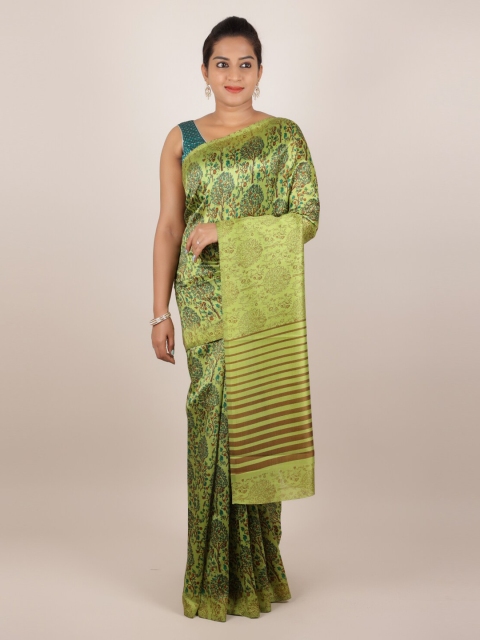 

Pothys Green Printed Jute Silk Saree